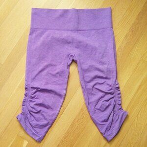 Lululemon In The Flow Crop Seamless Leggings Power Purple Size 10 Ruched Tights